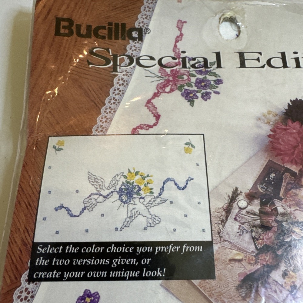 Birds Floral Dresser Scarf Stamped Embroidery Kit 64450 Bucilla Special Edition